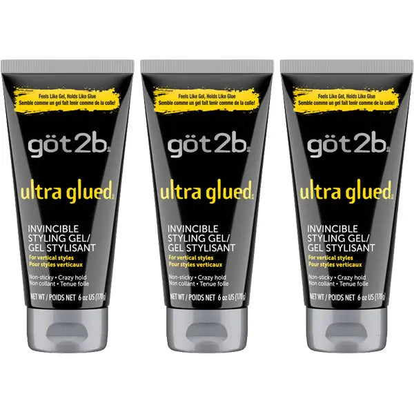 3 Pack - got2b Ultra Glued Invincible Extra Strong Hold Hair Gel 6oz got2b
